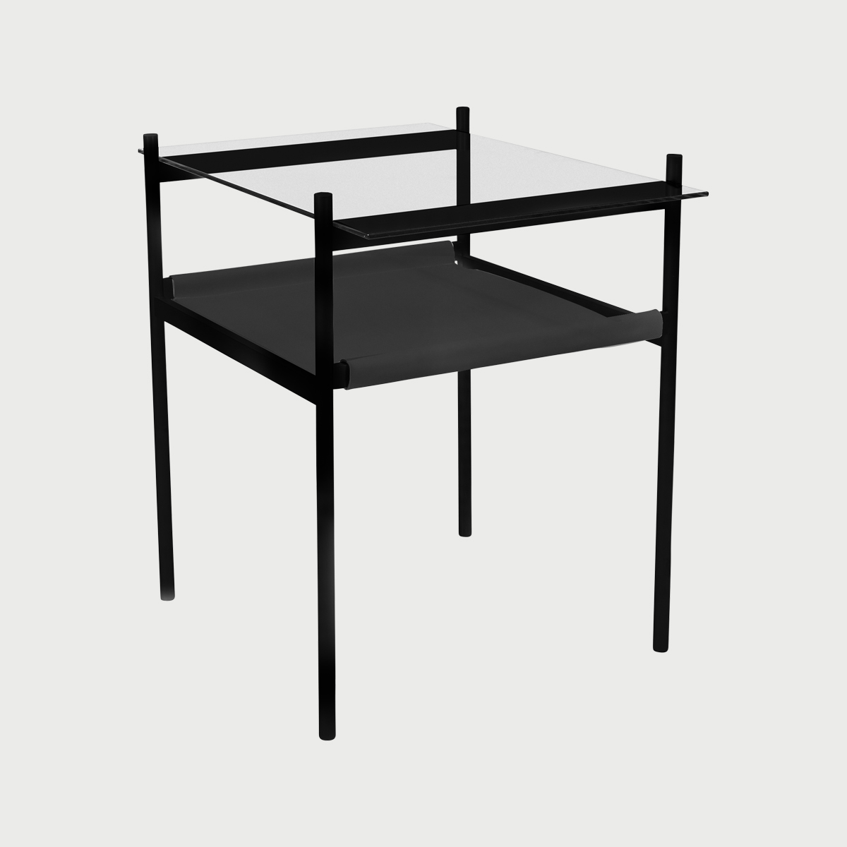 Rect black clear leather